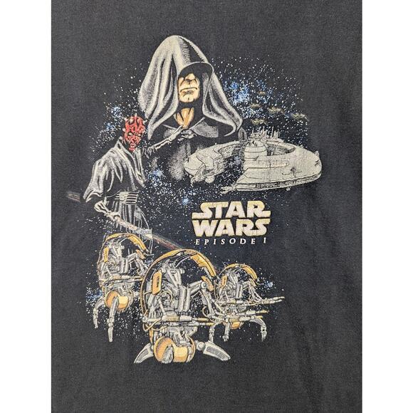 Vintage Star Wars Episode 1 Black Shirt Lucasfilm 90s Size Youth 2XL/Mens Small - Picture 4 of 7